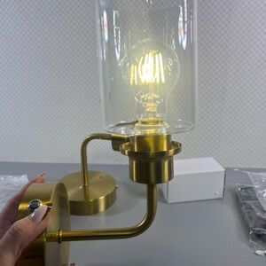 Set of 2 Gold Wall Sconces Rustic Vanity Lights for Indoor Decor Battery/remote